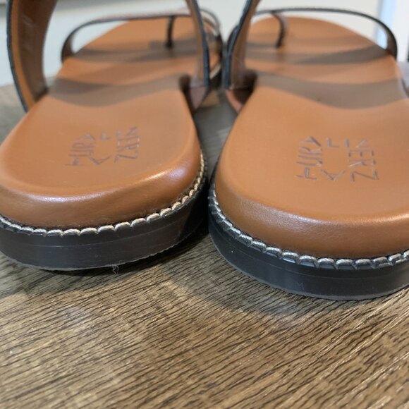 Naturalizer Karlie Toe Loop Sandals Croco Brown Leather with Buckle Size 9.5 - Picture 8 of 10